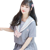 old driver 开校车的老司机 山樱 JK制服 水手服 女士夏服上衣 灰粉 S