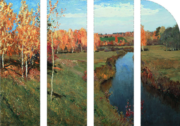 现代简约风景油画《金色秋天》列维坦典雅栗(偏金色) 136×92cm