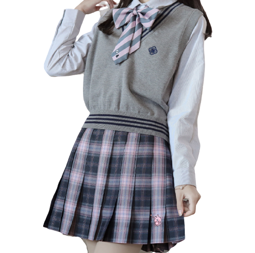 啦啦酱 卡娜赫拉的小动物 JK制服 女士格裙 粉黑 42cm XS