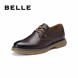 BELLE/百丽商场同款水牛牛皮革男工装休闲鞋B5V05AM0啡色39