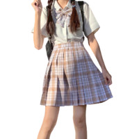 啦啦酱 雪顶咖啡 JK制服 女士格裙 黄色 42cm XS