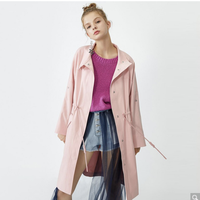 Vero Moda新款防风领木耳边腰部设计风衣外套|319321535 XXL C16嫩粉色