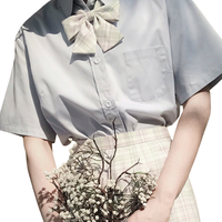 樱花家族 五色衬衫 JK制服 西式制服 女士短袖衬衫 浅灰蓝 XS