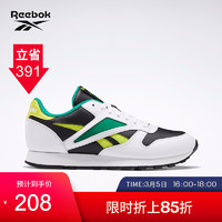 Reebok锐步运动经典男女休闲鞋CL LEATHER MARK低帮复古拼色运动鞋EF7848 EF7848_白色/黑色/黄色/绿色 41