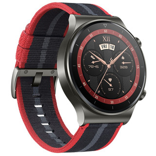 HUAWEI 华为 WATCH GT 2 Pro 智能手表 46mm 银灰色表盘 新年红尼龙表带（血氧、GPS、扬声器、温度计）