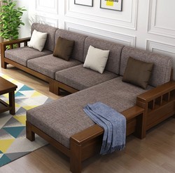 联圆世家实木沙发组合简约现代新中式转角实木沙发垫家具沙发椅