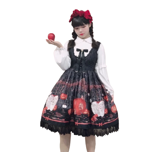 Honeyhoney Lolita洛丽塔 林檎小红帽 女士JSK正腰连衣裙 黑色 S