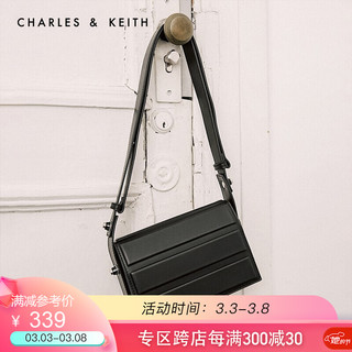 CHARLES＆KEITH2021春季CK2-50781306女士宽肩带小方包腋下包 Black黑色 S