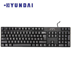 现代（HYUNDAI）有线键盘 USB无边框单键盘 笔记本台式电脑通用键盘HY-KA7黑色 *3件