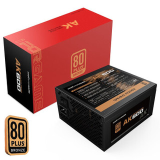 游戏悍将AK600额定600W铜牌直出台式机电脑主机机箱电源（80PLUS认证/宽幅静音/主动PFC/三年换新/长背线）