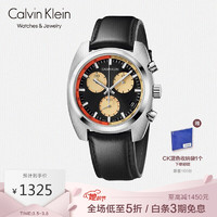 CK卡文克莱（Calvin Klein）Achieve 雅趣系列手表 黑色皮带圆盘男表 石英表 K8W371C1