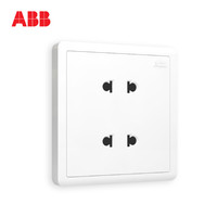 ABB开关插座远致白墙壁86型插座面板二位四孔插座AO212