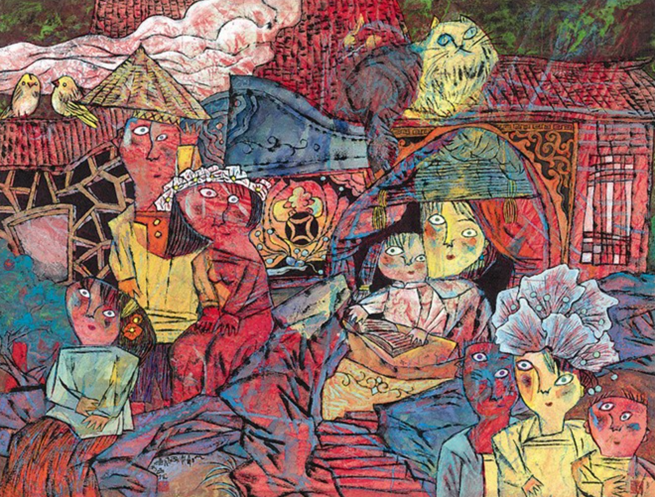 邵飞抽象油画亲情装饰画典雅栗偏金色7088cm油画布