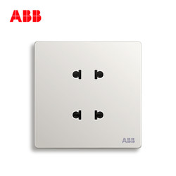 ABB开关插座无框轩致雅典白墙壁86型插座面板二位四孔插座AF212