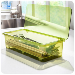 盒装 沥水防尘餐具收纳盒 简约时尚筷子盒 厨房收纳用品 塑料筷笼