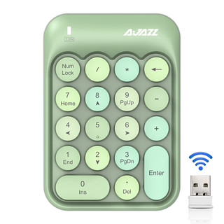黑爵（AJAZZ）AK18 电脑2.4G无线巧克力圆形键帽无线迷你数字盘小键盘 18键 笔记本usb财务会计 混彩绿色