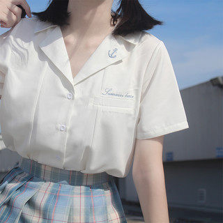尺呎间 夏风 JK制服 女士短袖衬衫 白色 S