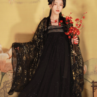 汉韵阁芙蓉 汉服 醉美人 女士大袖衫 黑色 S