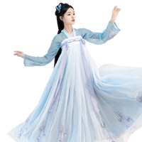 汉韵阁芙蓉 汉服 雀翎 女士对襟上衣齐胸襦裙 蓝色 S