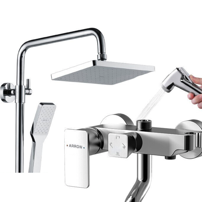 arrow 箭牌卫浴 ae3408s 四功能方形花洒套装