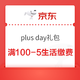  京东PLUS会员：京东plus day 震撼礼包 领支付/缴费券　