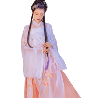 汉韵阁芙蓉 明制汉服 秋娘 女士吊带对襟衫褶裙 白色+橙色 S