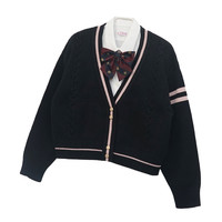 daruma 達磨制覇 箐叶 JK制服 女士针织开衫 短款 暗黑 XS