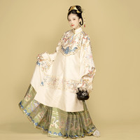 NAN YA JI 南雅集 明制汉服 呆呆瑞龙 女士立领斜襟长袄 牙白色 S