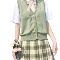 水果糖JK制服屋 抹茶威化 JK制服 女士格裙 绿色 39cm L