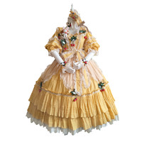 Elpress Lolita洛丽塔 甜查理 女士OP有袖连衣裙 长款 姜黄色(后开拉链) XS