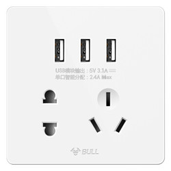 BULL 公牛 G12E536 五孔带3位USB接口插座