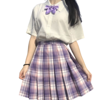 优马的店 芋泥蛋糕 JK制服 女士短袖格裙领结3件套 XS