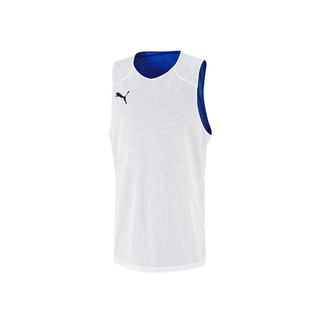 PUMA 彪马 Bball Practice Jersey 男子运动背心 605074-02 白/深蓝色 XL