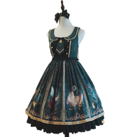 LeMiroir Lolita洛丽塔 无尽之海 女士高腰JSK无袖连衣裙 绿色 S-M