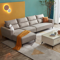 QuanU 全友 102526 简约布艺沙发组合 浅米白色 单人位+双人位+转角