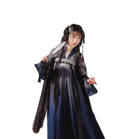 芳华记 改良 汉服 幻海砂 夜 女士上衫下裙 夜 S