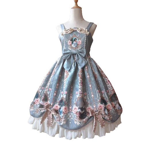 Infanta 婴梵塔 Lolita洛丽塔 华丽系 小淑女的画像 女士JSK无袖连衣裙 灰绿色 S