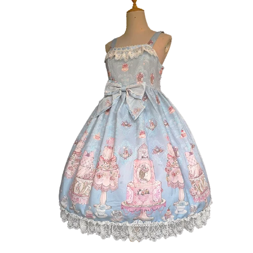 Infanta 婴梵塔 Lolita洛丽塔 蛋糕沙龙 女士JSK无袖连衣裙 mini款 浅蓝色 S