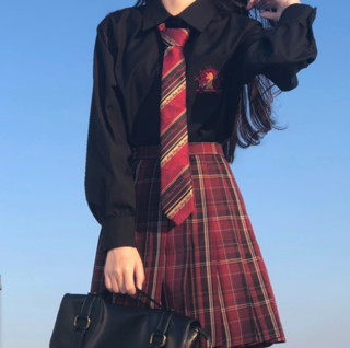 神仙club 白皇后 JK制服 西式制服 女士尖领长袖衬衫 黑色 S