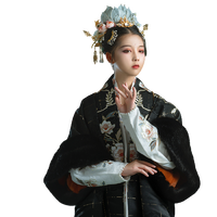 JINSEYIZHUANG 锦瑟衣庄 宋制汉服 人间富贵花系列 乌金曜 女士长干寺长褙心 黑色 XS