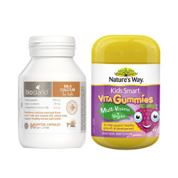 BIO ISLAND 婴幼儿液体乳钙90粒/瓶+Nature's Way 儿童复蔬菜软糖