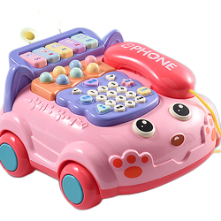 JuLeBaby 聚乐宝贝 6820 早教儿童电话机 中号音乐电话车 充电板 粉色