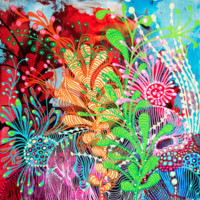 西班牙诺埃米海洋色彩缤纷 《移动》丙烯画 背景墙挂画