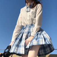 PEACH&PLUM; 桃子梅了 玻璃海 JK制服 女士格裙 42cm XS