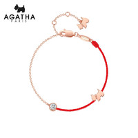 AGATHA 瑷嘉莎 925银手链女本命年红绳手链 玫瑰金色