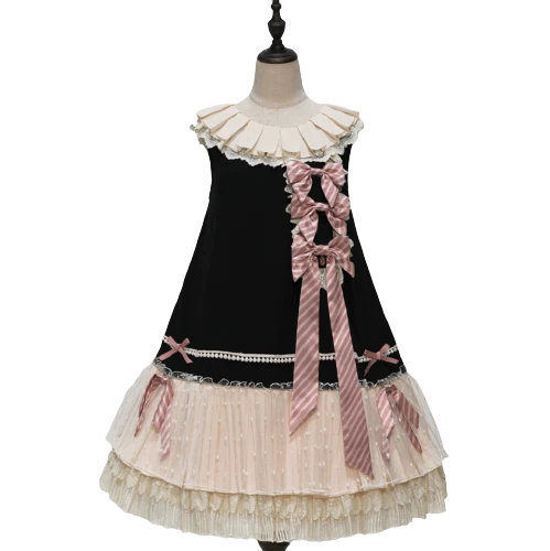 GroveDeer Lolita洛丽塔 平行人偶 女士JSK无袖连衣裙 黑色 小码