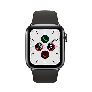 Apple 苹果 Watch系列 Watch Series 4 GPS款 智能手表 44mm 深空灰 黑色织布回环表带 16GB（ECG、GPS、北斗、扬声器、温度计）