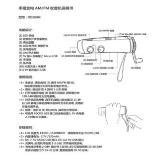 梦多福 手摇充电手电筒收音机 日本应急防灾具备手摇自发电手动收音机多功能太阳能充电宝灯消防户外露营灯 警报/USB充电/手摇/收音机/（绿色） 家庭应急物资储备