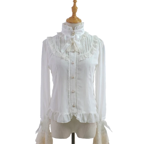 GroveDeer Lolita洛丽塔 世狐说 女士立领衬衫 白色 M