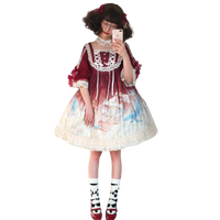 Amnesia 失忆症 Lolita洛丽塔 梦见鲸鱼岛 女士OP短袖连衣裙 深红 0
